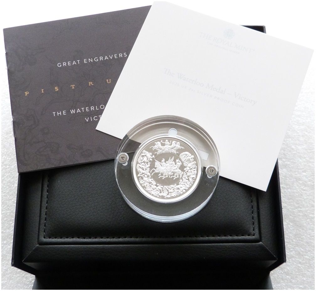 2025 Great Engravers Pistrucci Waterloo Victory Medal £5 Silver Proof 2oz Coin Box Coa