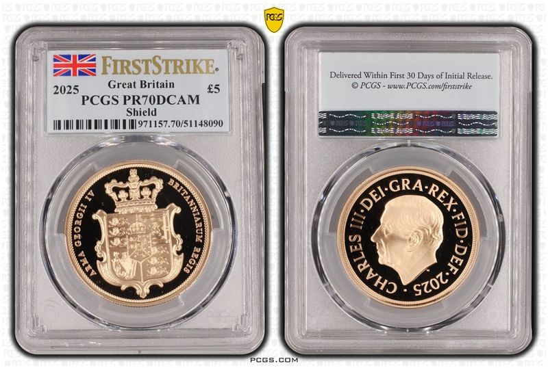 2025 Royal Arms Sovereign Gold Proof 5 Coin Set PCGS PR70 DCAM First Strike 2025 Royal Arms Sovereign Gold Proof 5 Coin Set PCGS PR70 DCAM First Strike