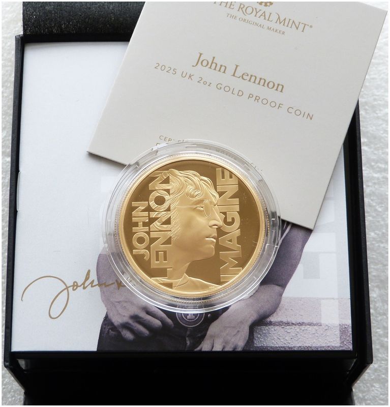 2025 Music Legends John Lennon £200 Gold Proof 2oz Coin Box Coa - Mintage 90 2025 Music Legends John Lennon £200 Gold Proof 2oz Coin Box Coa - Mintage 90