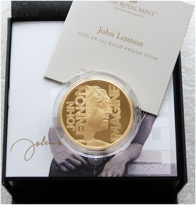 2025 Music Legends John Lennon £200 Gold Proof 2oz Coin Box Coa - Mintage 90 2025 Music Legends John Lennon £200 Gold Proof 2oz Coin Box Coa - Mintage 90
