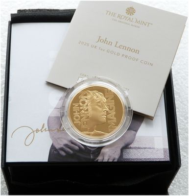 2025 Music Legends John Lennon £100 Gold Proof 1oz Coin Box Coa