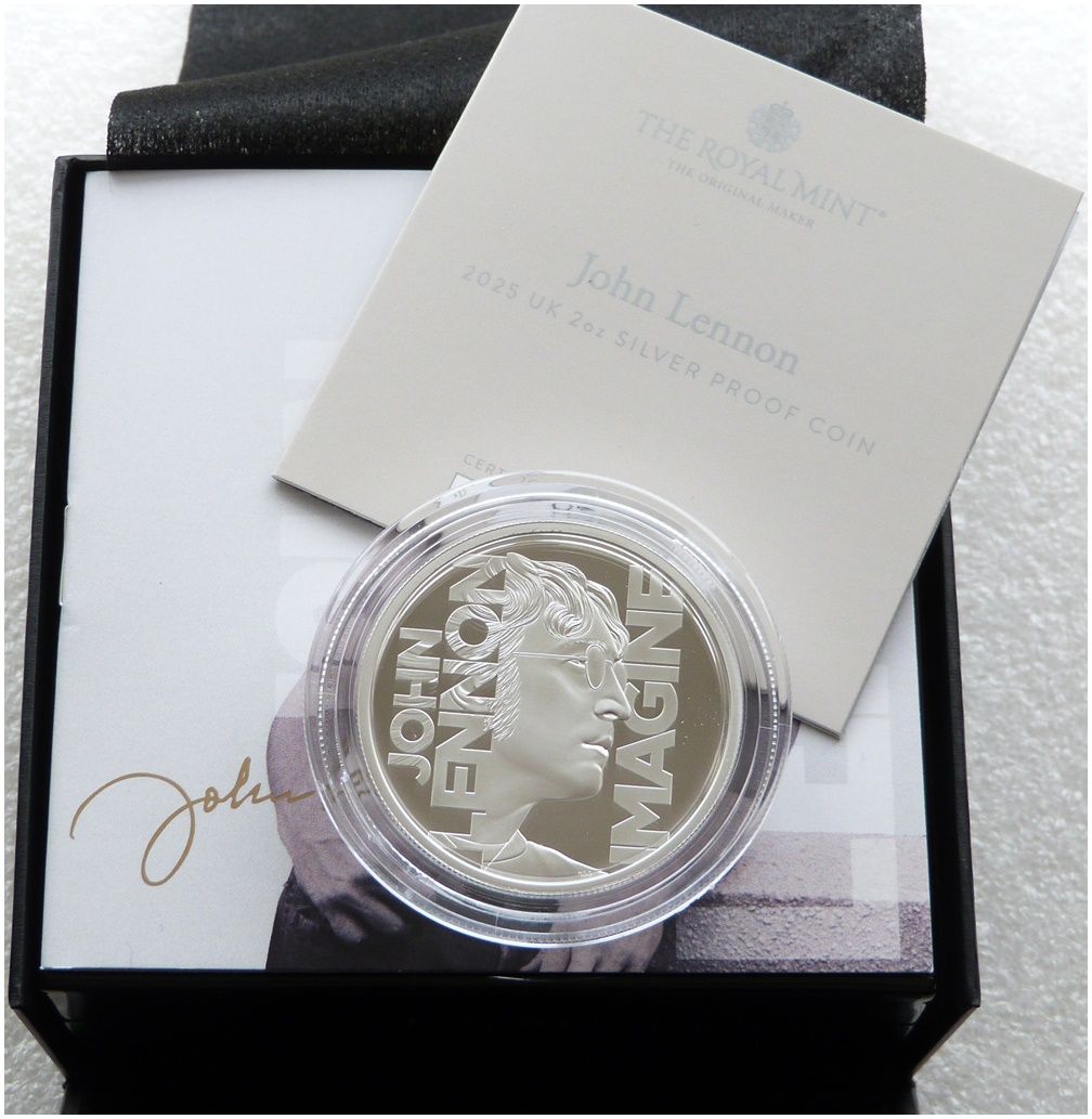 2025 Music Legends John Lennon £5 Silver Proof 2oz Coin Box Coa 2025 Music Legends John Lennon £5 Silver Proof 2oz Coin Box Coa