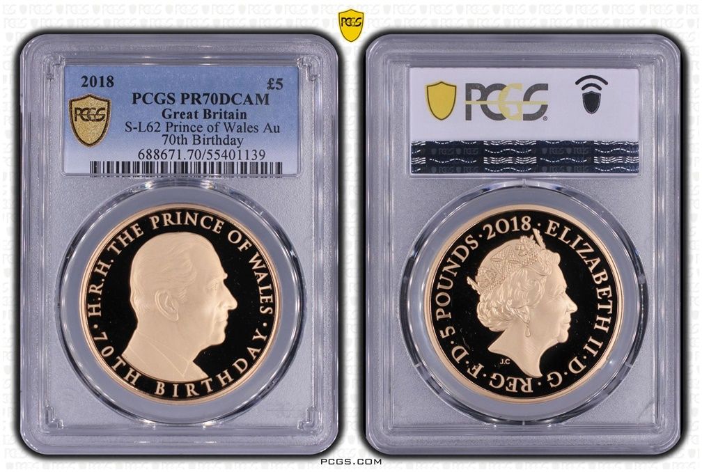 2018 Prince Charles of Wales £5 Five Pound Gold Proof Coin PCGS