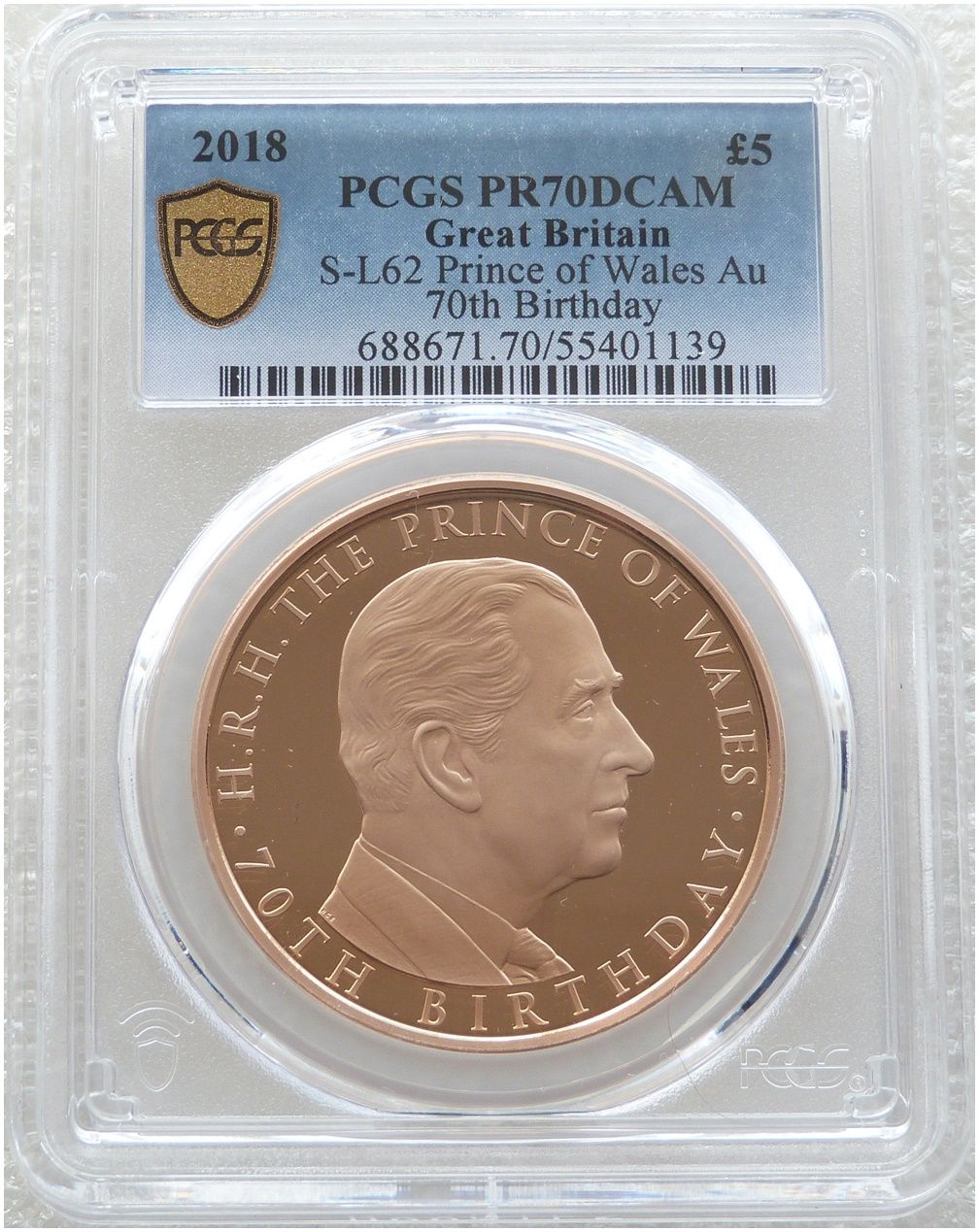 2018 Prince Charles of Wales £5 Five Pound Gold Proof Coin PCGS PR70 DCAM