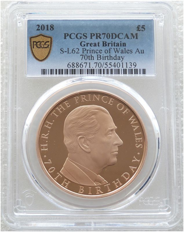 2018 Prince Charles of Wales £5 Five Pound Gold Proof Coin PCGS PR70 DCAM