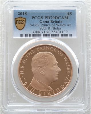2018 Prince Charles of Wales £5 Five Pound Gold Proof Coin PCGS