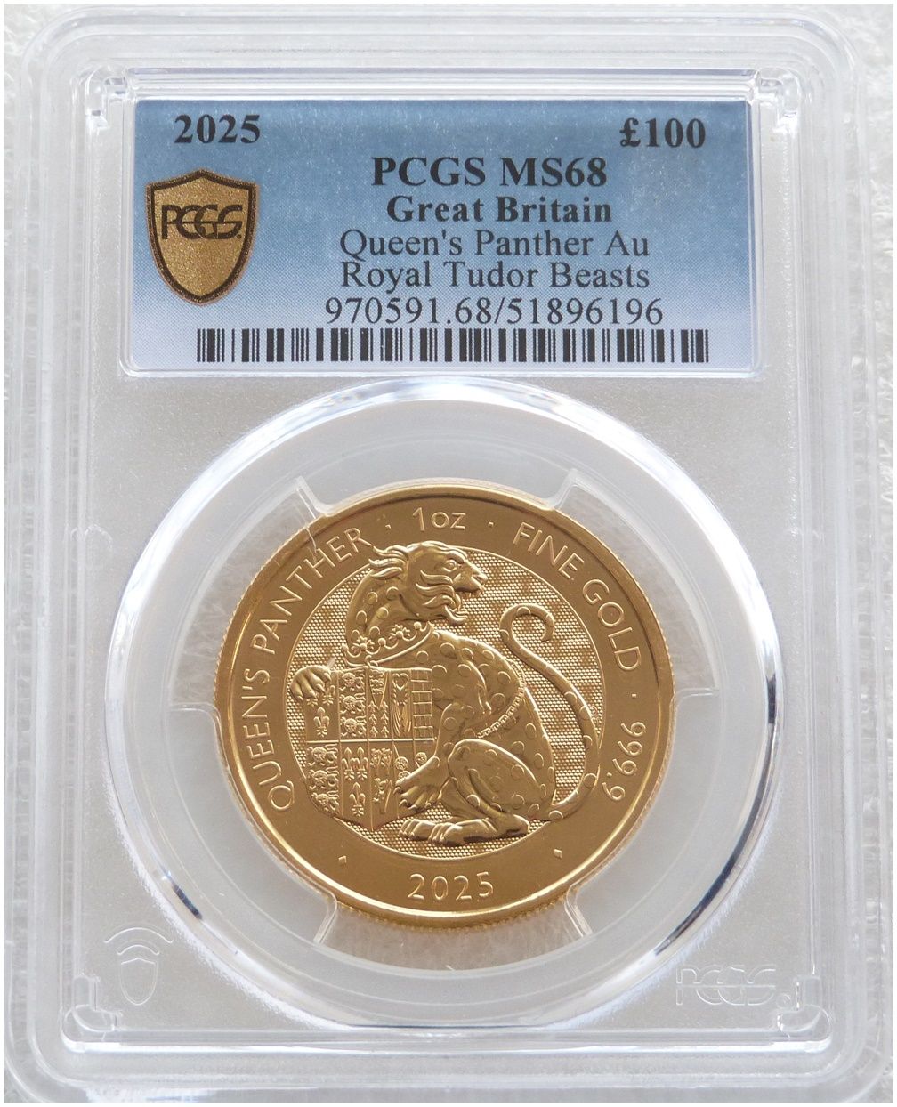 2025 Royal Tudor Beasts Queen's Panther £100 Gold 1oz Coin PCGS MS68 2025 Royal Tudor Beasts Queen's Panther £100 Gold 1oz Coin PCGS MS68