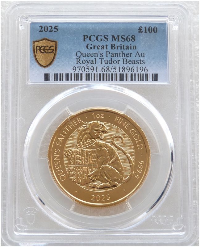 2025 Royal Tudor Beasts Queen's Panther £100 Gold 1oz Coin PCGS MS68 2025 Royal Tudor Beasts Queen's Panther £100 Gold 1oz Coin PCGS MS68