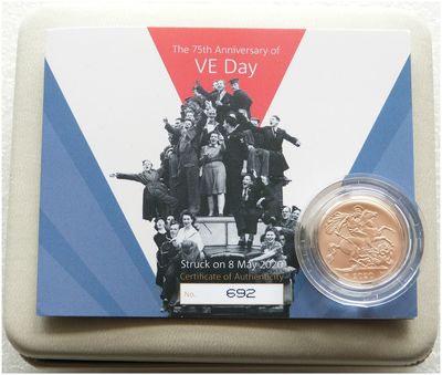 2020 Struck on the Day VE-Day Full Sovereign Gold Matte Coin Box Coa 2020 Struck on the Day VE-Day Full Sovereign Gold Matte Coin Box Coa