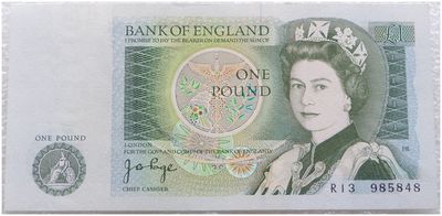 1978 - 1980 Bank of England J B Page Green £1 One Pound Banknote Uncirculated 1978 - 1980 Bank of England J B Page Green £1 One Pound Banknote Uncirculated