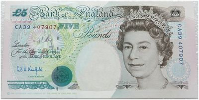 1991 - 1998 Bank of England G E A Kentfield Stephenson £5 Five Pound Banknote Uncirculated