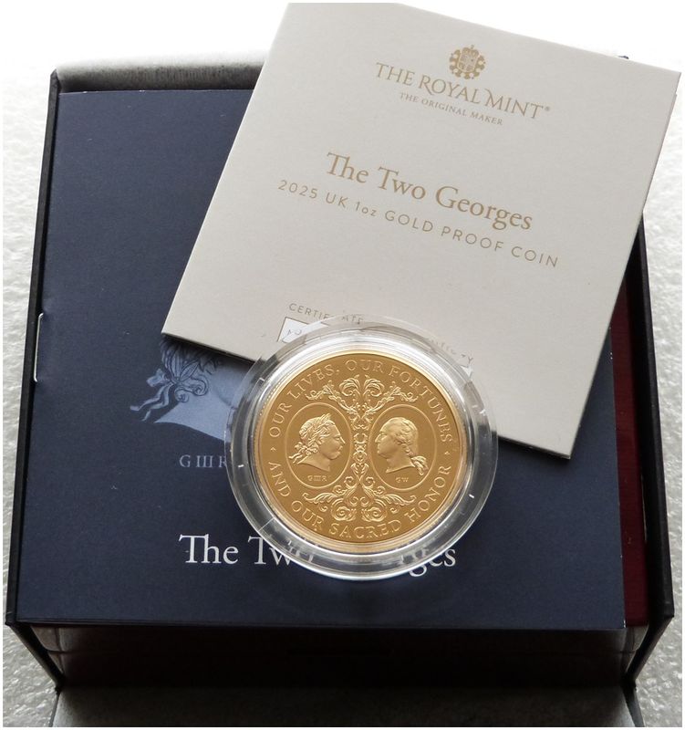 2025 The Two Georges £100 Gold Proof 1oz Coin Box Coa - Last One in Stock