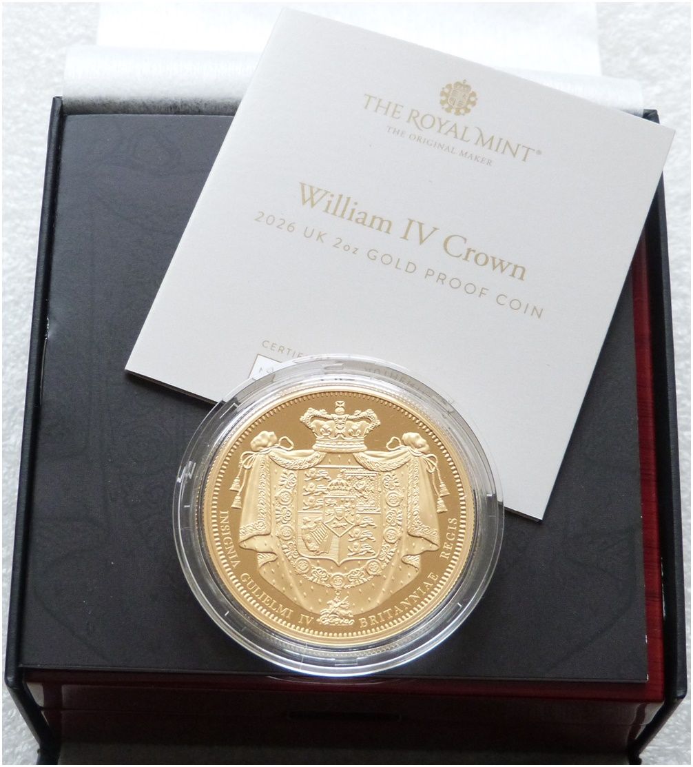 2026 Great Engravers Merlen William IV Crown £200 Gold Proof 2oz Coin Box Coa 2026 Great Engravers Merlen William IV Crown £200 Gold Proof 2oz Coin Box Coa