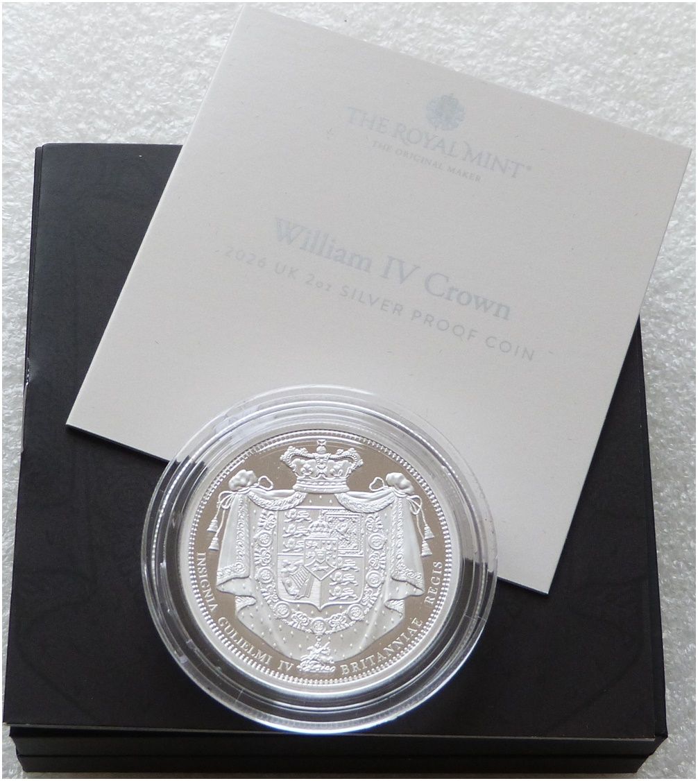 2026 Great Engravers Merlen William IV Crown £5 Silver Proof 2oz Coin Box Coa