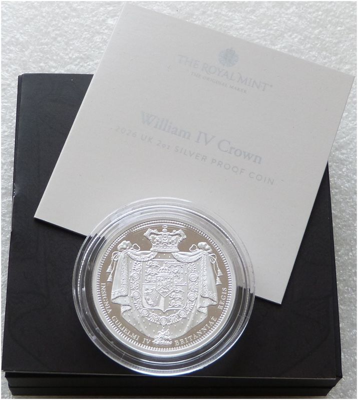 2026 Great Engravers Merlen William IV Crown £5 Silver Proof 2oz Coin Box Coa