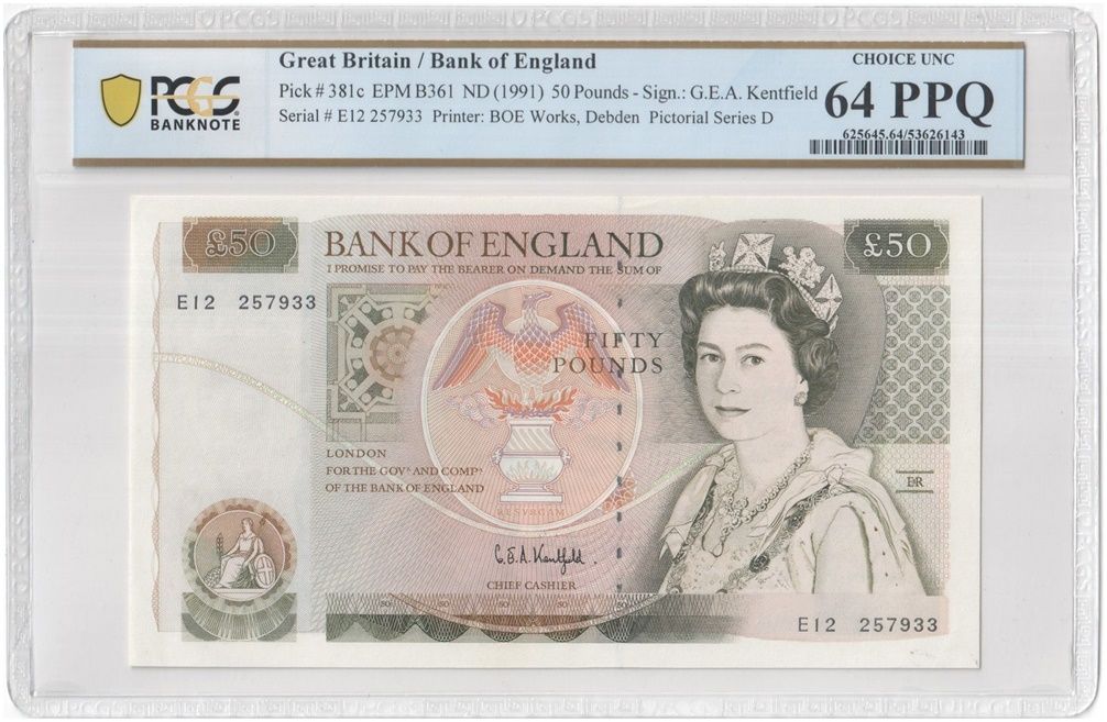 1991 Bank of England G E A Kentfield Wren £50 Fifty Pound Banknote Choice Uncirculated 64 PPQ 1991 Bank of England G E A Kentfield Wren £50 Fifty Pound Banknote Choice Uncirculated 64 PPQ