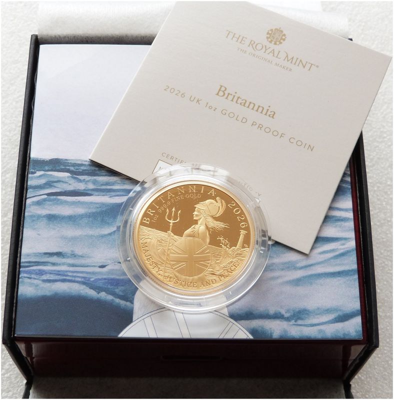 2026 Britannia £100 Gold Proof 1oz Coin Box Coa - Mintage 250 2026 Britannia £100 Gold Proof 1oz Coin Box Coa - Mintage 250
