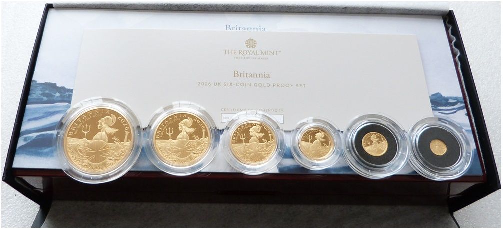 2026 Britannia Premium Gold Proof 6 Coin Set Box Coa - Mintage 100 2026 Britannia Premium Gold Proof 6 Coin Set Box Coa - Mintage 100