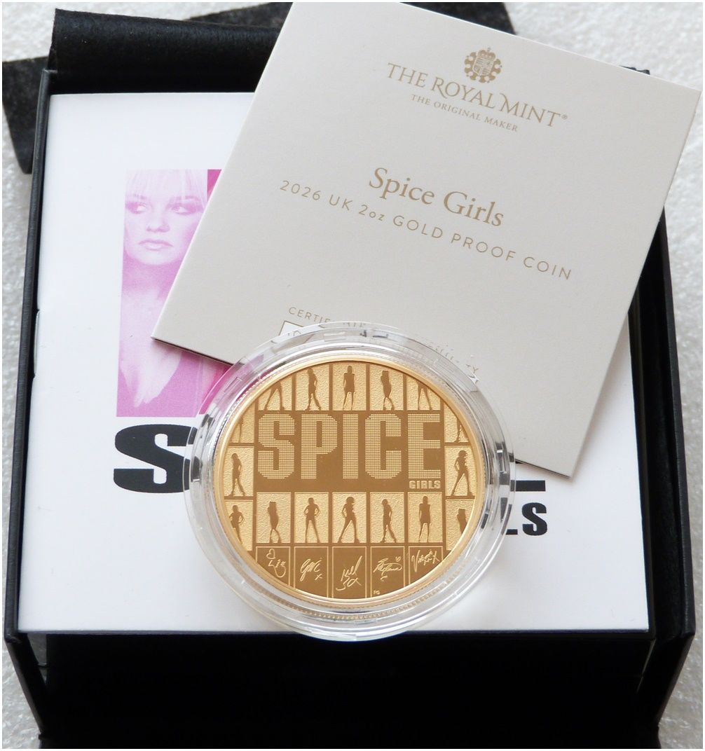 2026 Music Legends The Spice Girls £200 Gold Proof 2oz Coin Box Coa - Mintage 30 2026 Music Legends The Spice Girls £200 Gold Proof 2oz Coin Box Coa - Mintage 30