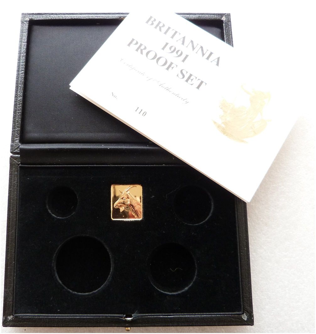 1991 Royal Mint Britannia Gold Proof 4 Coin Set Box Coa No Coins