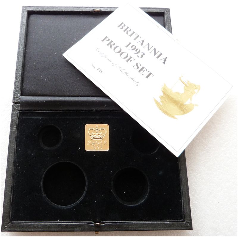 1993 Royal Mint Britannia Gold Proof 4 Coin Set Box Coa No Coins