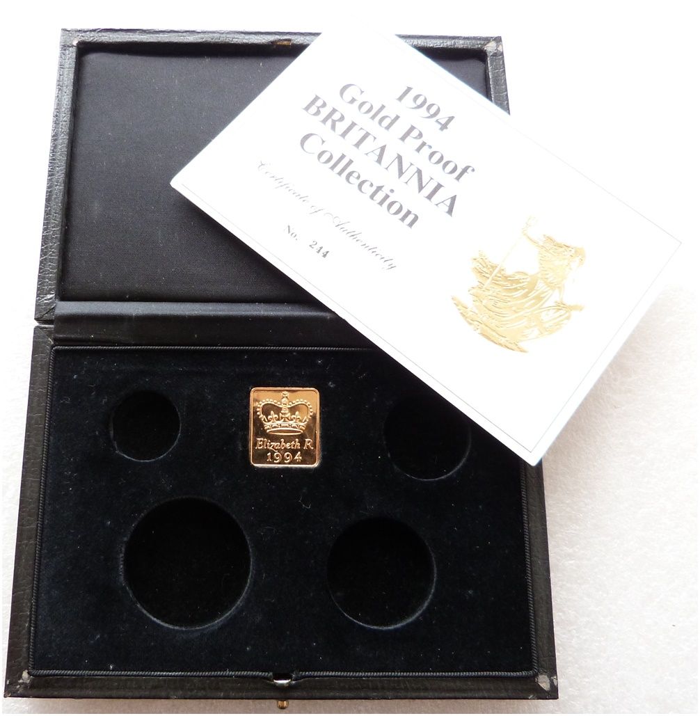 1994 Royal Mint Britannia Gold Proof 4 Coin Set Box Coa No Coins