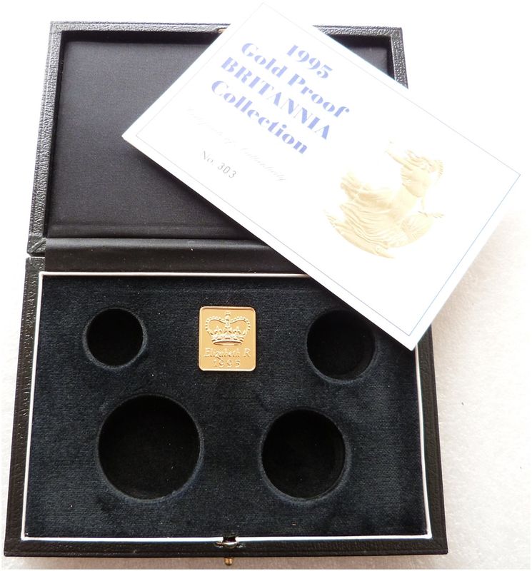 1995 Royal Mint Britannia Gold Proof 4 Coin Set Box Coa No Coins