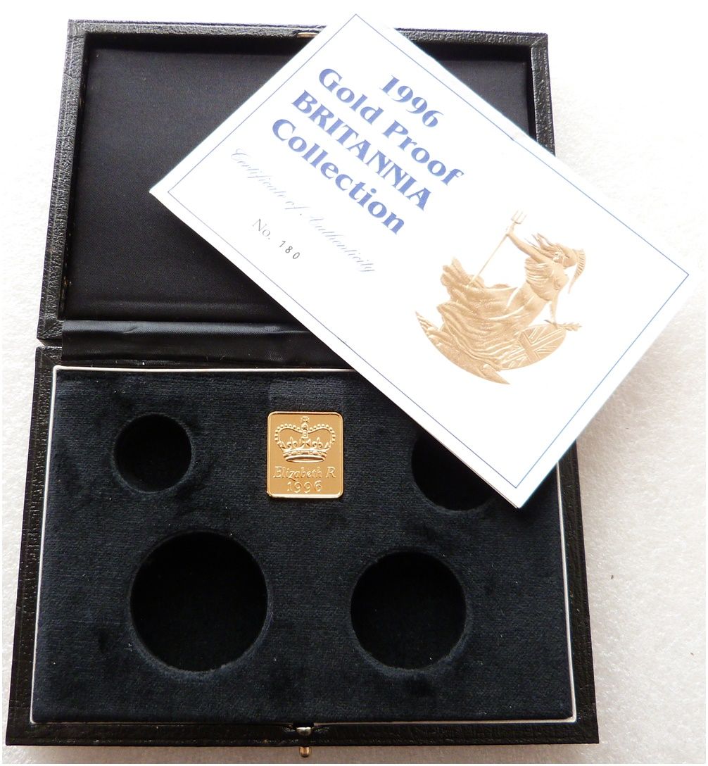 1996 Royal Mint Britannia Gold Proof 4 Coin Set Box Coa No Coins