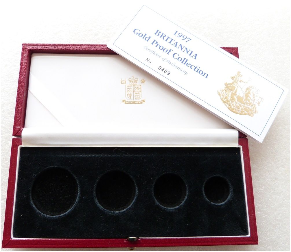 1997 Royal Mint Britannia Gold Proof 4 Coin Set Box Coa No Coins