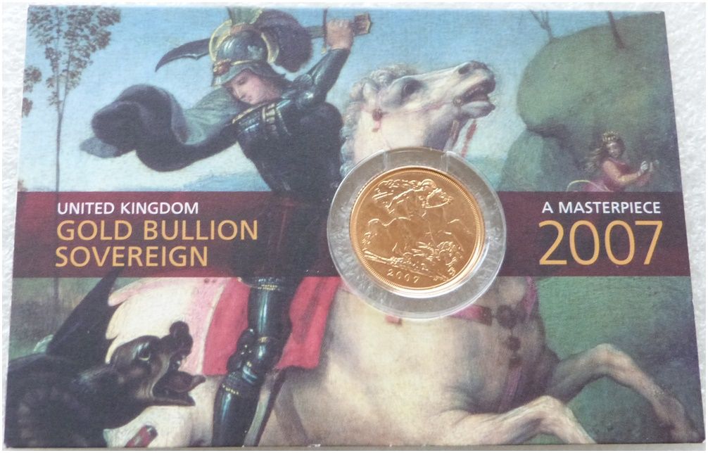 2007 St George and the Dragon Full Sovereign Gold Coin Mint Card