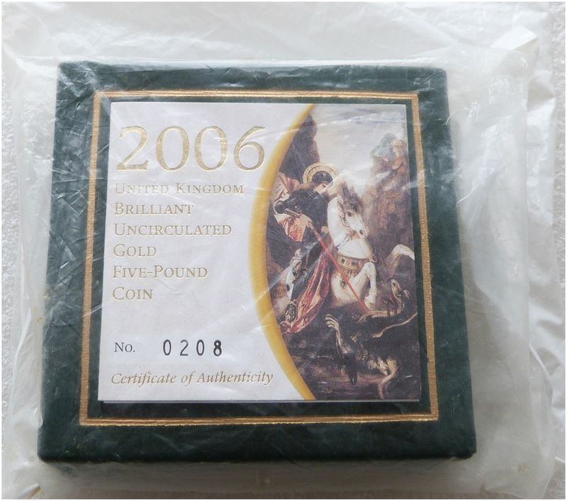2006 St George and the Dragon £5 Five Pound Sovereign Gold Coin Box Coa Sealed 2006 St George and the Dragon £5 Five Pound Sovereign Gold Coin Box Coa Sealed