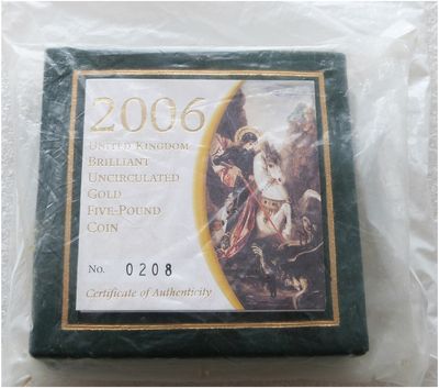 2006 St George and the Dragon £5 Five Pound Sovereign Gold Coin Box Coa Sealed