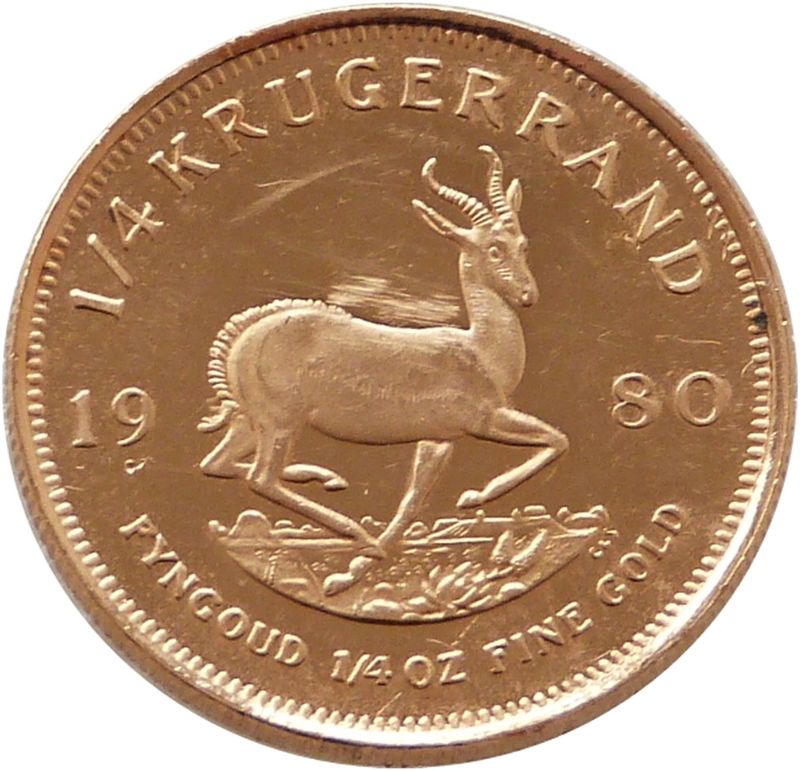 1980 South Africa Quarter Krugerrand Gold 1/4oz Coin