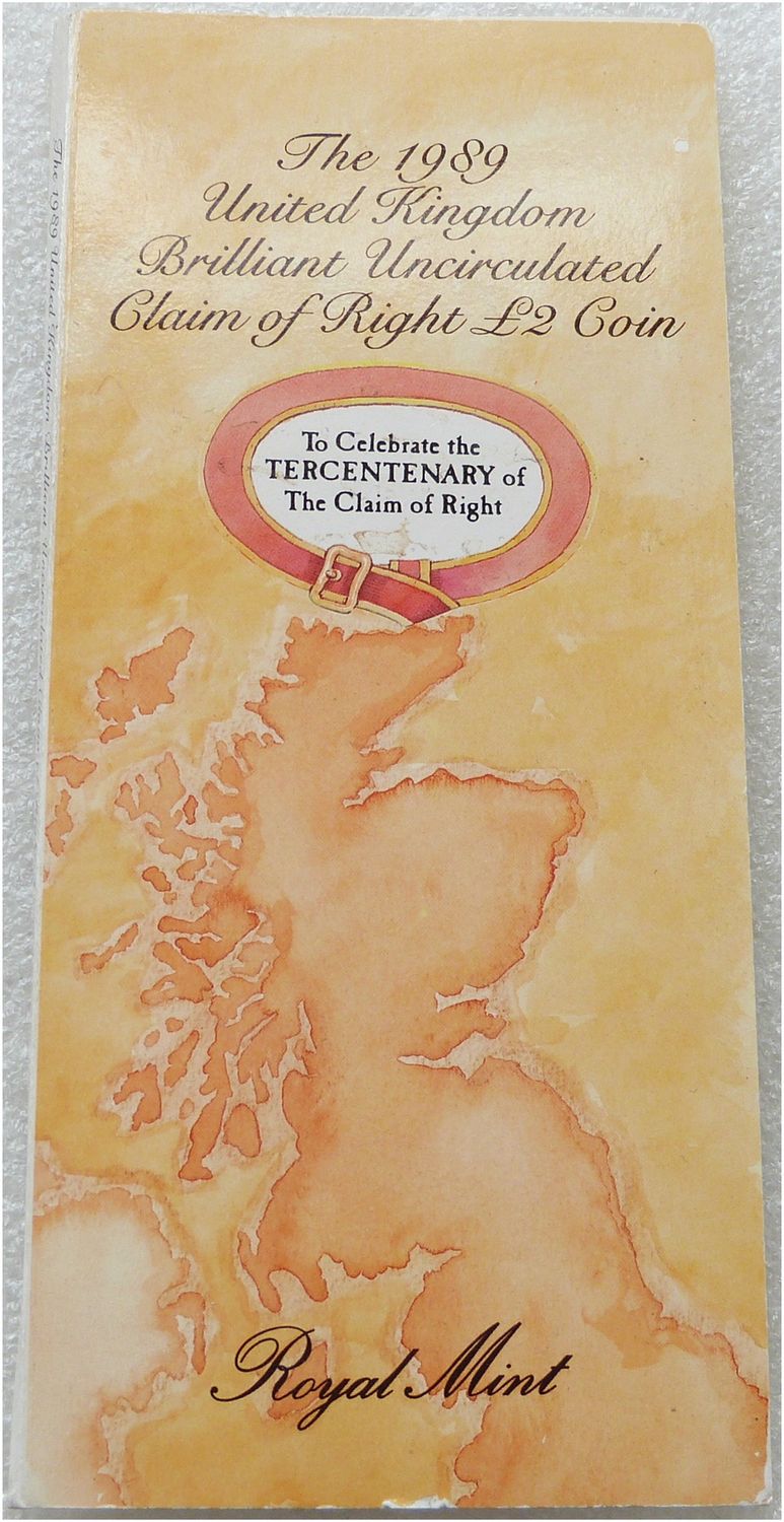 1989 Claim of Right £2 Brilliant Uncirculated Coin Pack 1989 Claim of Right £2 Brilliant Uncirculated Coin Pack