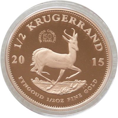 2015 South Africa Winston Churchill Mint Mark Half Krugerrand Gold Proof 1/2oz Coin