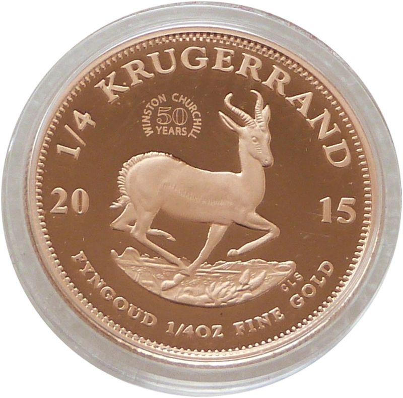 2015 South Africa Winston Churchill Mint Mark Quarter Krugerrand Gold Proof 1/4oz Coin