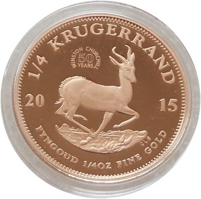 2015 South Africa Winston Churchill Mint Mark Quarter Krugerrand Gold Proof 1/4oz Coin 2015 South Africa Winston Churchill Mint Mark Quarter Krugerrand Gold Proof 1/4oz Coin
