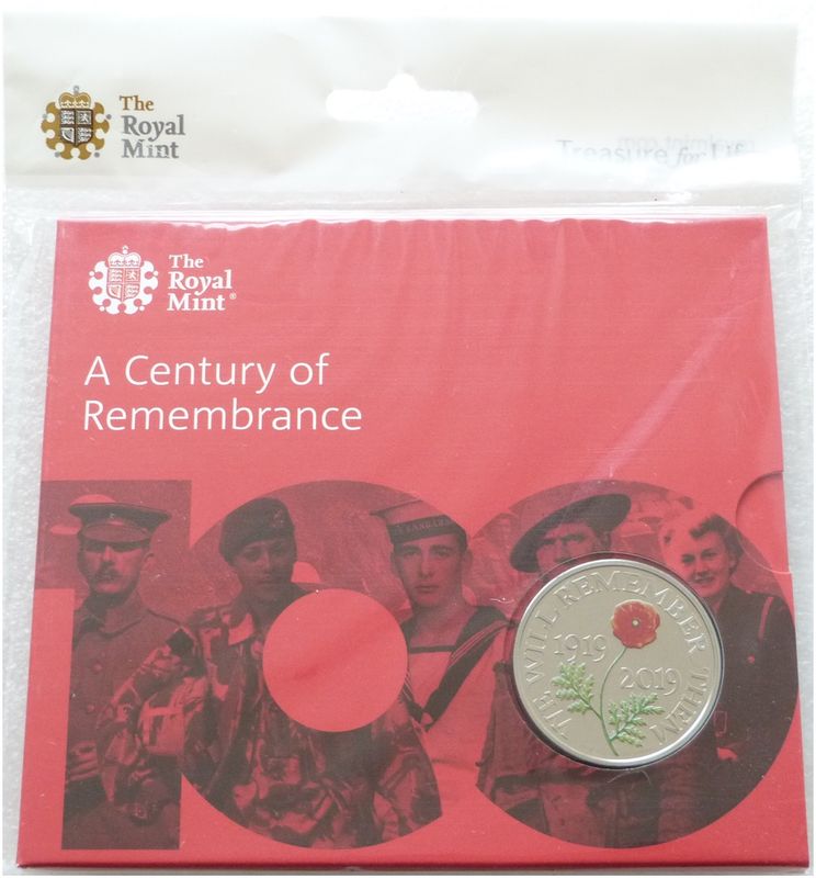 2019 Remembrance Day Poppy £5 Brilliant Uncirculated Coin Pack Sealed
