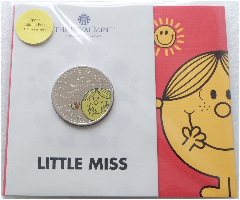 2021 Mr Men Little Miss Sunshine Colour £5 Brilliant Uncirculated Coin Pack Sealed