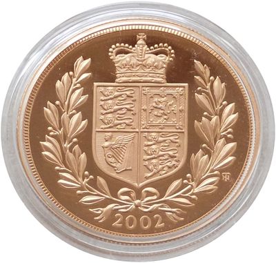 2002 Golden Jubilee £5 Five Pound Sovereign Gold Proof Coin 2002 Golden Jubilee £5 Five Pound Sovereign Gold Proof Coin