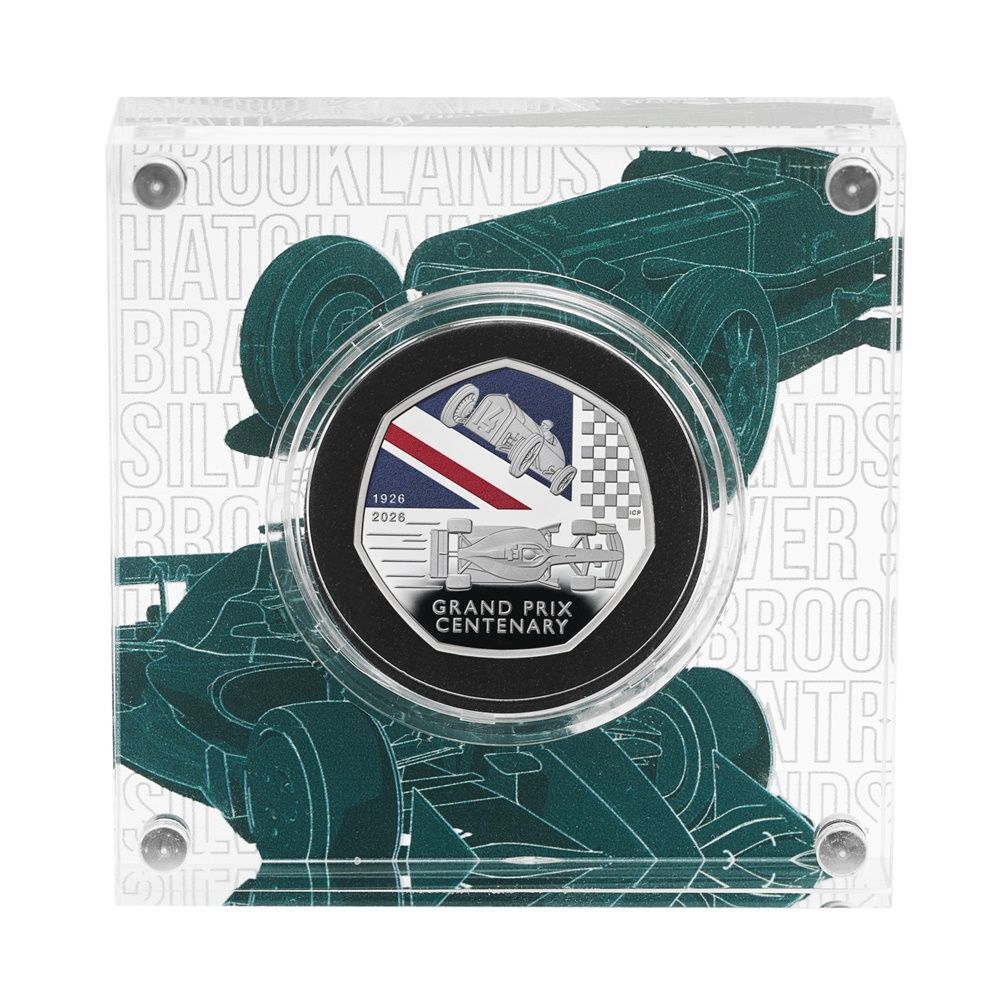 2026 British Grand Prix Centenary 50p Silver Proof Coin Box Coa 2026 British Grand Prix Centenary 50p Silver Proof Coin Box Coa
