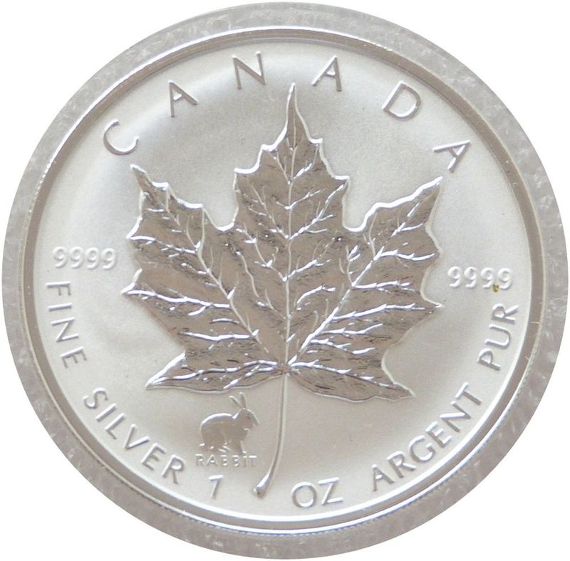 1999 Canada Maple Leaf Lunar Rabbit Privy $5 Silver Reverse Proof 1oz Coin 1999 Canada Maple Leaf Lunar Rabbit Privy $5 Silver Reverse Proof 1oz Coin