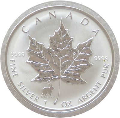 1999 Canada Maple Leaf Lunar Rabbit Privy $5 Silver Reverse Proof 1oz Coin 1999 Canada Maple Leaf Lunar Rabbit Privy $5 Silver Reverse Proof 1oz Coin