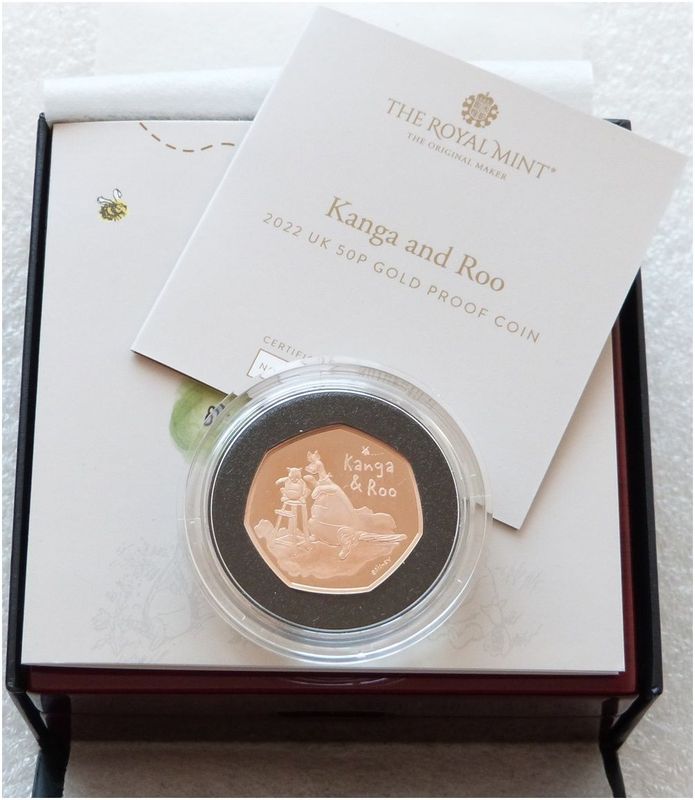 2022 Winnie the Pooh Kanga and Roo 50p Gold Proof Coin Box Coa 2022 Winnie the Pooh Kanga and Roo 50p Gold Proof Coin Box Coa