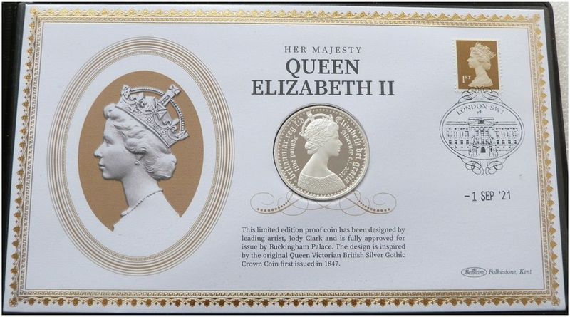 2021 Alderney Gothic Crown £5 Silver Proof Coin First Day Cover
