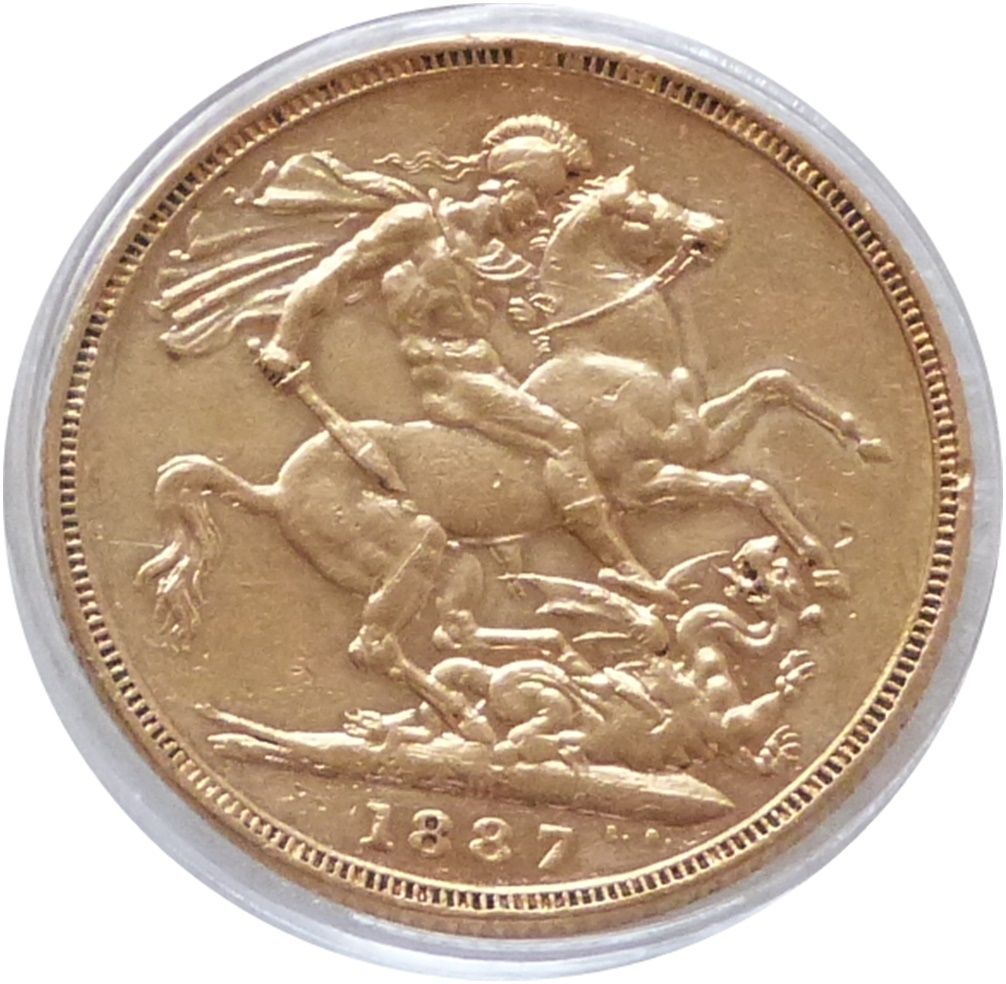 1887-M Australia Melbourne Victoria Full Sovereign Gold Coin