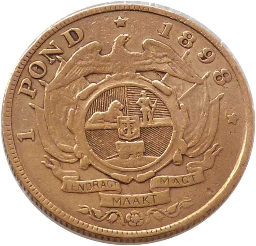 1898 South Africa ZAR Kruger One Pond Gold Coin 1898 South Africa ZAR Kruger One Pond Gold Coin