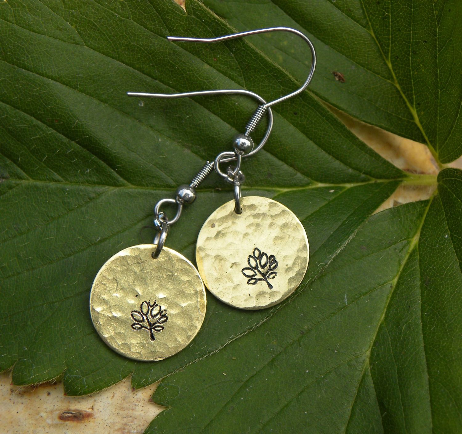Boucles d'oreilles en laiton arbre de vie