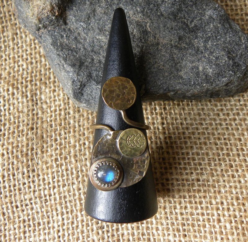 Grande bague laiton et labradorite
