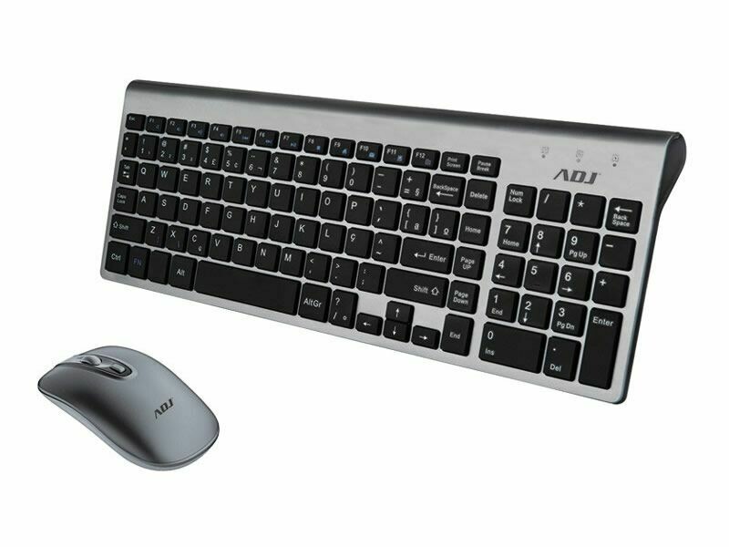 Kit Wireless ADJ KW10 Platinum: Tastiera Multimediale + Mouse Ergonomico - Resistente agli schizzi d'acqua - Colore Silver/Nero